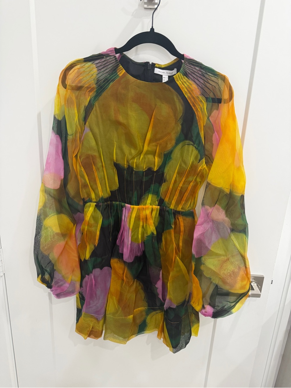 Brand New Rachel Gilbert Nico Mini Dress in Canary Floral Print Size 4